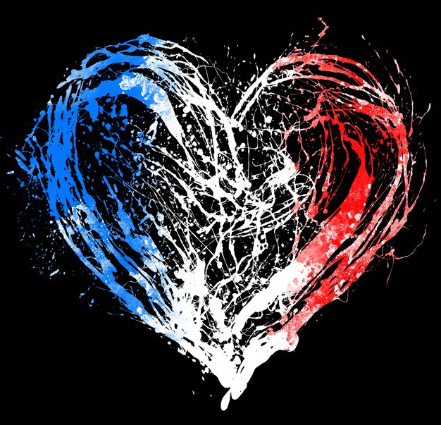 L'immagine simbolica di un cuore spezzato nei colori della bandiera francese.