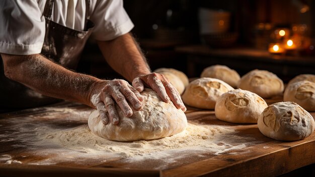 L'impasto è lavorato dalle mani di un fornaio