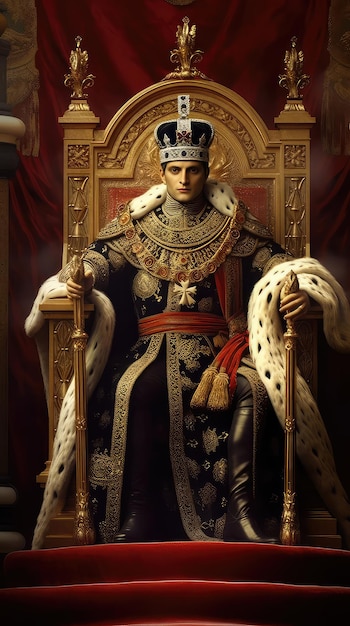 L'imperatore Napoleone Bonaparte seduto sul trono