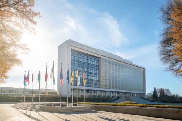 L'impressionante sede dell'Organizzazione Mondiale della Sanità a Ginevra, in Svizzera
