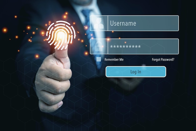 L'impronta digitale dell'identificazione dell'imprenditore per l'accesso ai dati personali Login tramite password