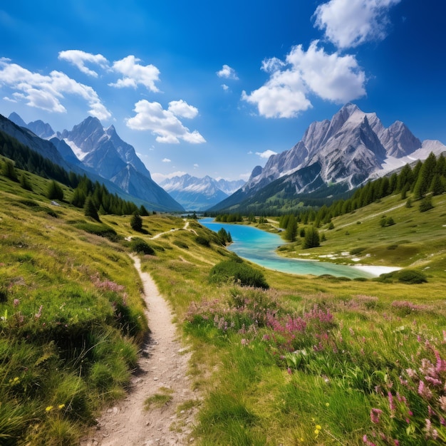 L'incantevole bellezza di un lago di montagna nelle Alpi