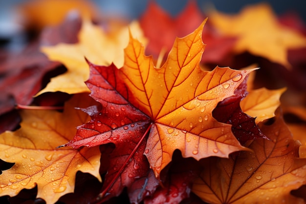 L'incantevole danza delle foglie d'acero gialle e rosse in una cornice autunnale