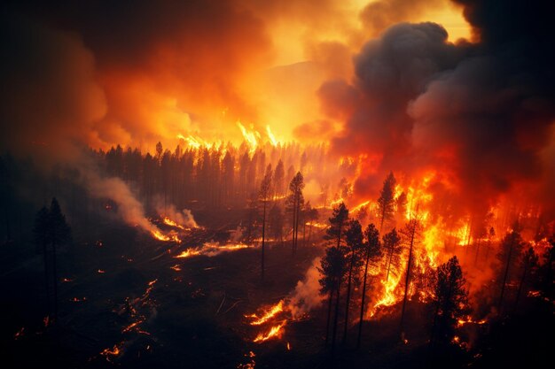 L'incendio della foresta inghiotte i boschi Il fuoco si diffonde selvaggiamente