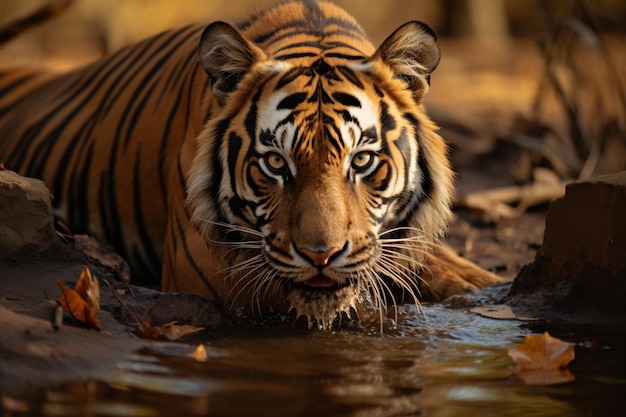 L'incredibile tigre del Bengala si fonde armoniosamente con la maestosa bellezza della natura