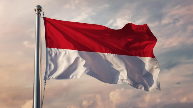 L'Indonesia sventola la bandiera contro un cielo nuvoloso