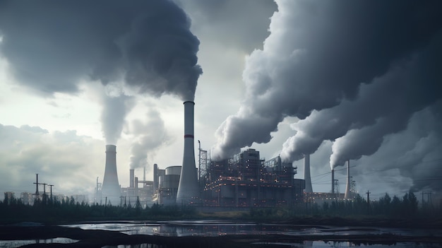 L'industria pesante inquina la catastrofe dell'ecologia della fabbrica Lo smog dell'aria sporca IA generativa