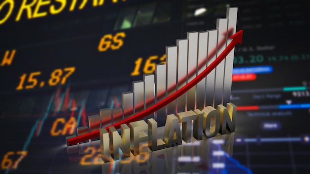 L'inflazione dell'oro e il grafico per il rendering 3d del concetto di business