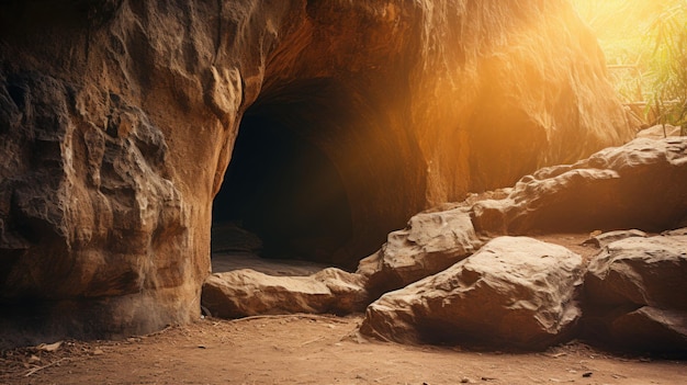 l'ingresso di una grotta attraversata da una luce