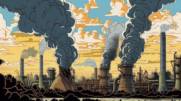 L'inquinamento ambientale e le sue conseguenze Concetto di fantasia Illustrazione pittura