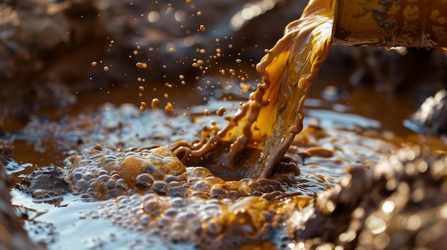 L'inquinamento della fabbrica si riversava nel fiume attraverso un tubo.