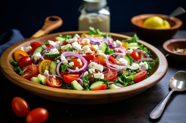 L'insalata vivace al centro del piatto bianco