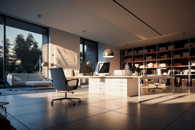 L'intelligenza artificiale generativa di Office Elegance presenta un'immagine di uno stile di interior design per gli uffici