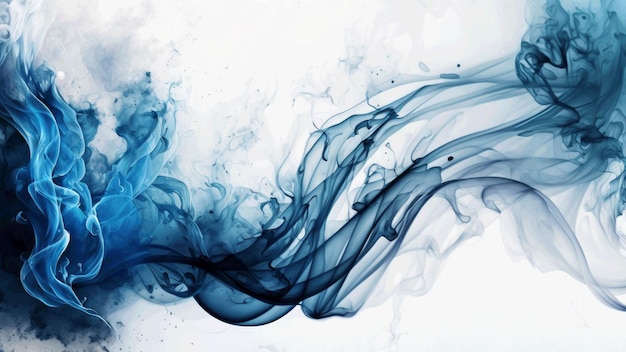 L'intelligenza artificiale ha generato l'illustrazione di un fumo blu vorticoso astratto su sfondo bianco