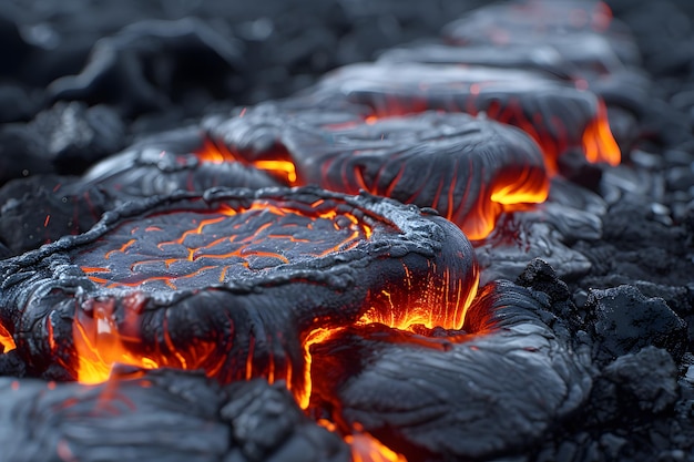 L'intenso primo piano della lava all'interno del vulcano