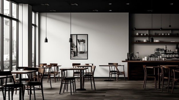 L'interno del caffè è minimalista