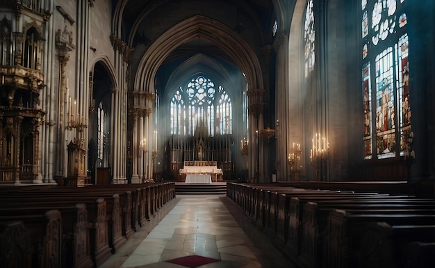 L'interno della cattedrale con un bellissimo vetro resistente