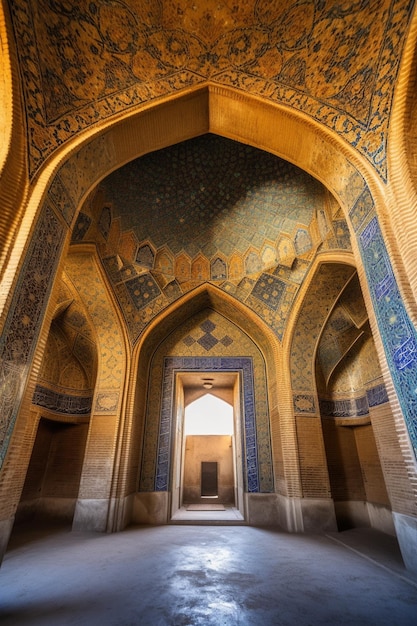 L'interno della moschea kashan a isfahan, in iran