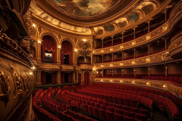 L'interno della sala nella rete neurale del teatro ai generato