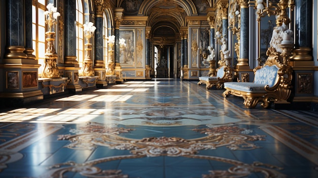 l'interno di un edificio con un pavimento d'oro e d'oro.