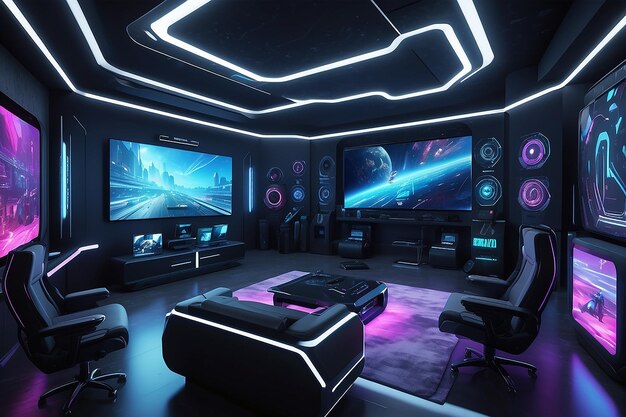 L'interno futuristico della sala da gioco è depi