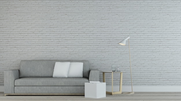 L&#39;interno si distende lo spazio rendering 3d e lo sfondo bianco minimo