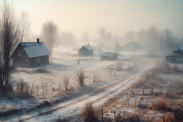 L'inverno è un semplice villaggio nelle Alpi in inverno Aggiunto filtro retrò