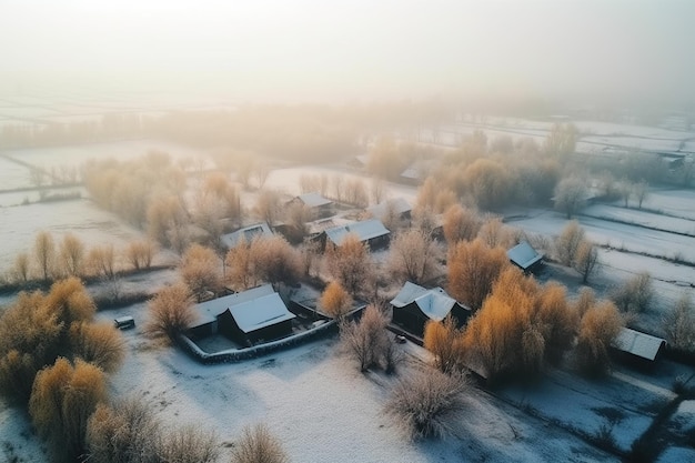 L'inverno è un semplice villaggio nelle Alpi in inverno Aggiunto filtro retrò