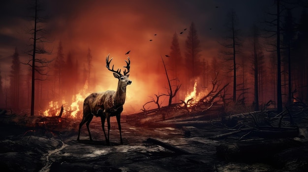 L'istinto di sopravvivenza di un cervo entra in gioco mentre fugge dalle fiamme che avanzano.