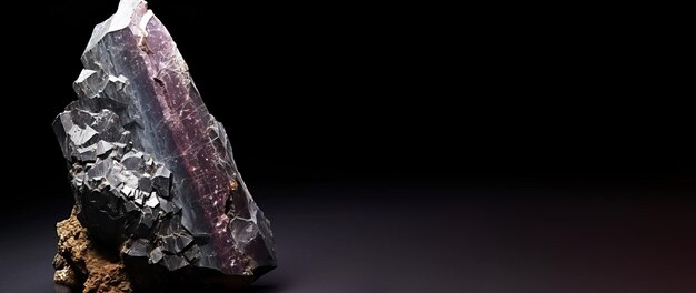 L'ittrocerite è una rara pietra naturale preziosa su uno sfondo nero generato dall'AI.
