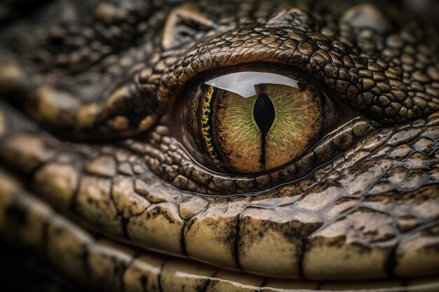 L'occhio di un coccodrillo ha caratteristiche intricate e uno sguardo affascinante