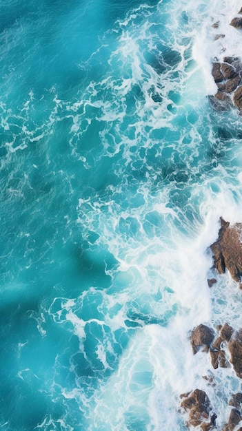 l'oceano è blu e l'acqua è blu.