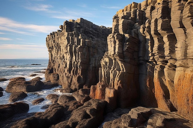 L'oceano è un affioramento roccioso con l'oceano sullo sfondo.