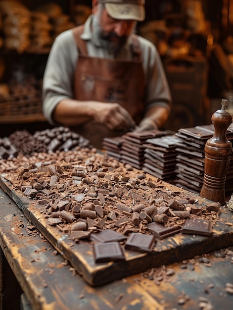 L'officina rustica della fabbrica di cioccolato in mezzo al dolce aroma