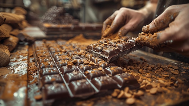 L'officina rustica della fabbrica di cioccolato in mezzo al dolce aroma