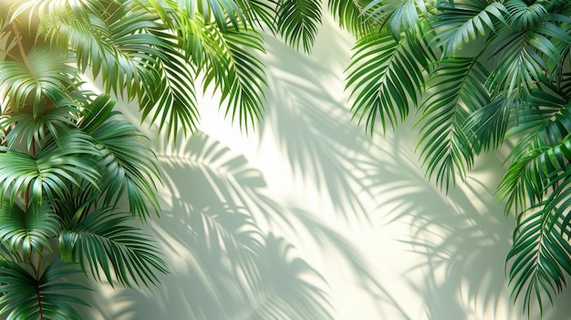 L'ombra delle foglie di cocco tropicali è isolata su uno sfondo bianco assomiglia a una flora esotica dell'estate Illustrazione moderna