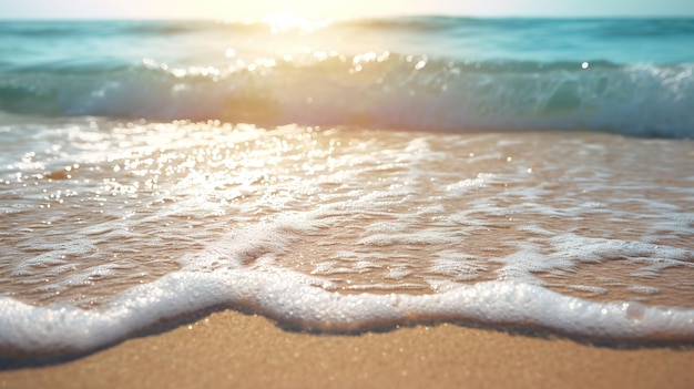L'onda del mare sulla spiaggia di sabbia Closeup