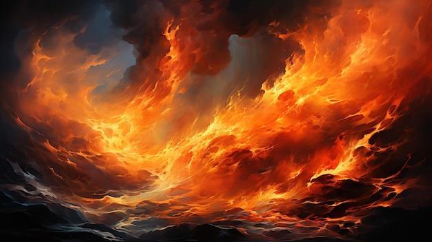 L'opera d'arte astratta ha catturato l'essenza delle fiamme del fuoco mettendo in mostra il loro carattere vibrante e ardente
