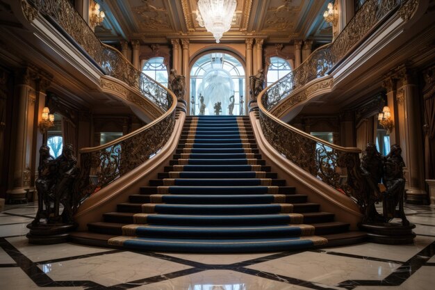 L'opulento palazzo dispone sia di una grande scala che di un sontuoso ascensore privato