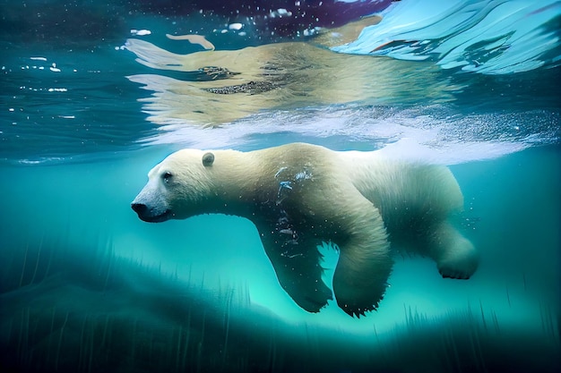 L'orso polare nuota sott'acqua IA generativa IA generativa