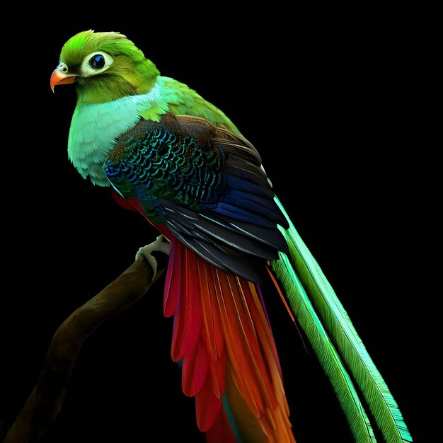 L'uccello colorato del quetzal fotorealistico