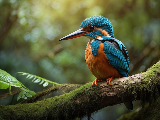 L'uccello pescatore nella foresta pluviale