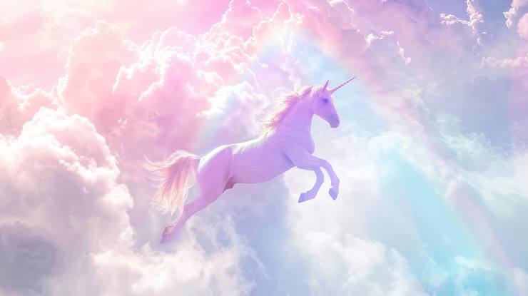 Foto l'unicorno che vola tra le nuvole