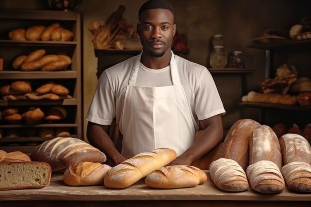 L'uomo che fa il pane nel grembiule