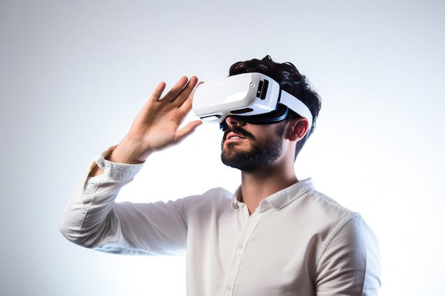 L&#39;uomo con l&#39;auricolare realtà virtuale