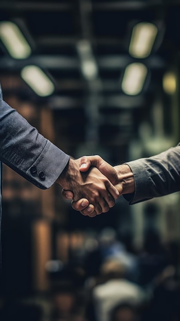 L'uomo d'affari stringe la mano a una persona il concetto di incontro di lavoro e partnership IA generativa