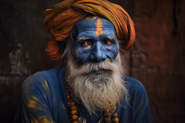 L'uomo dalla pelle blu faccia Genera Ai