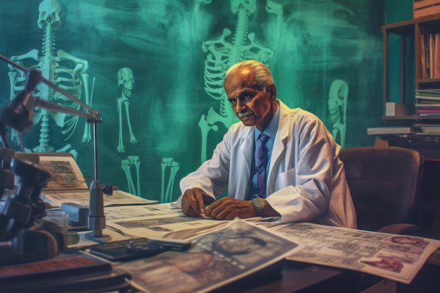 L'uomo dietro le quinte Uno scienziato esamina i resti scheletrici
