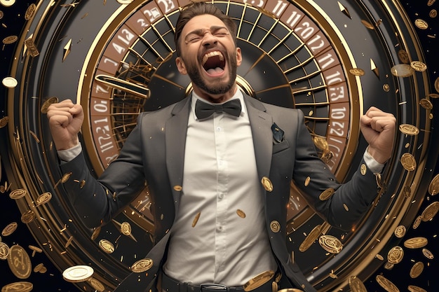 L'uomo gioca in un casinò.