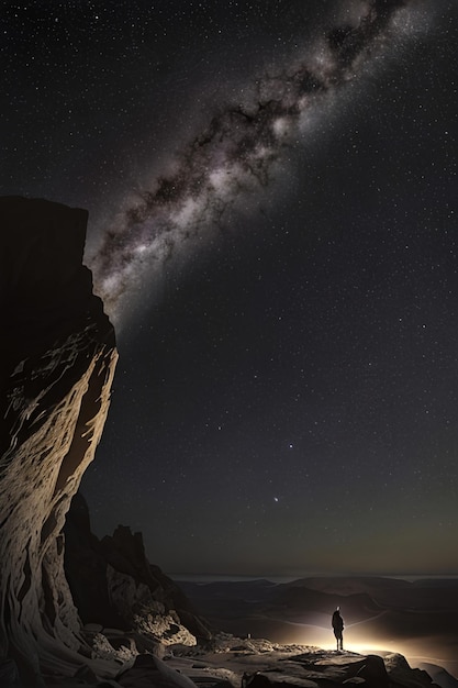 L'uomo nella grotta che guarda nell'universo